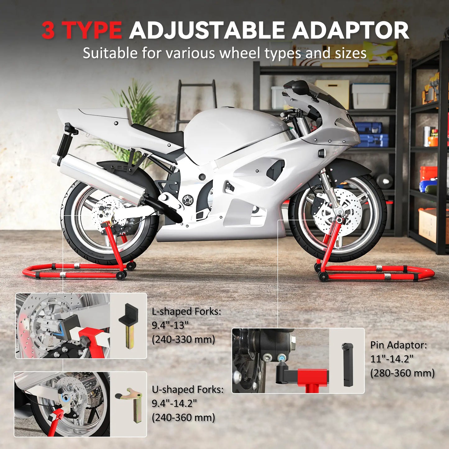 Motorcycle Stand Lift, 850 lbs Capacity, Front Rear Combo, Red Automotive at Gallery Canada