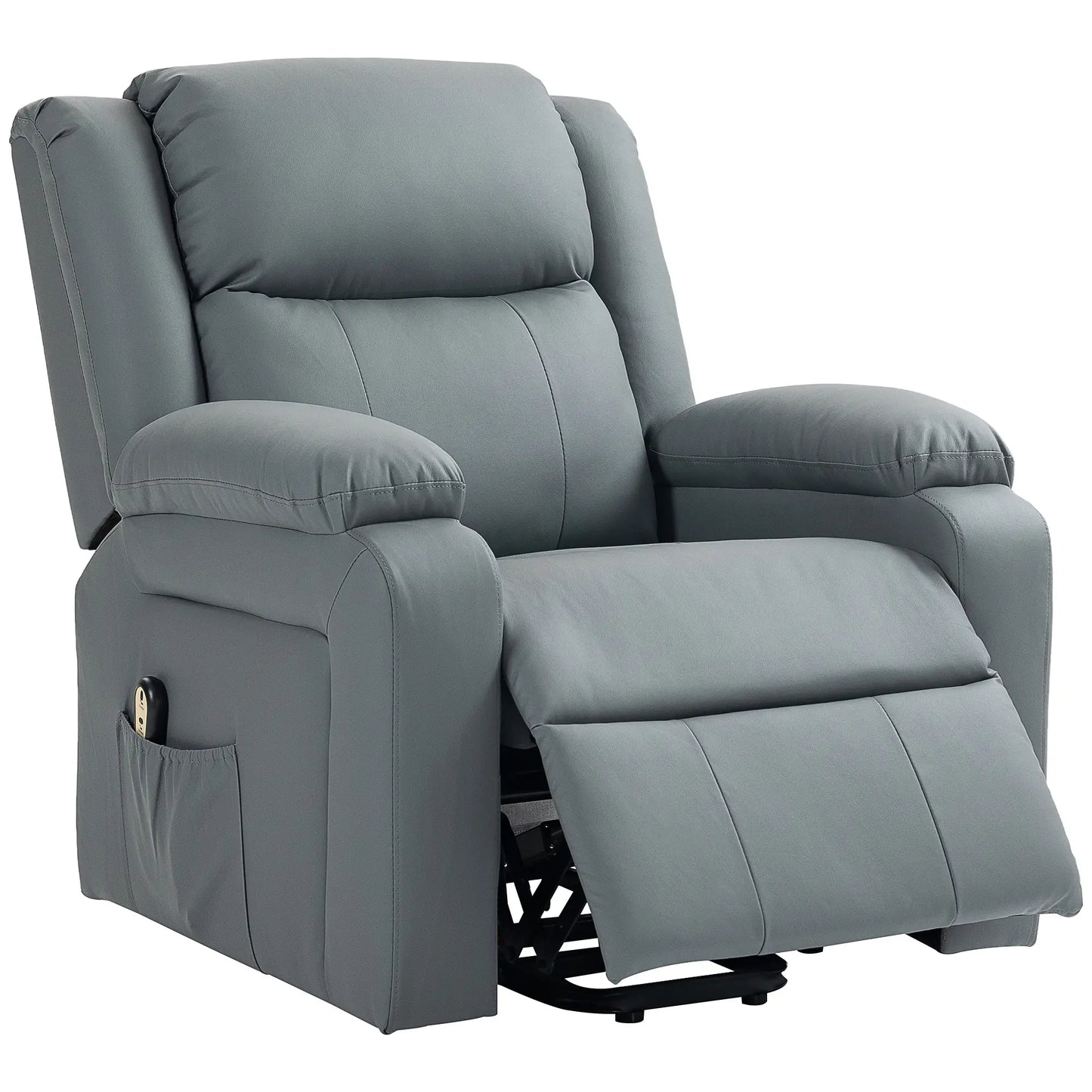 Electric Recliner Chair, PU Leather, Remote, Side Pockets, Grey Electric Power Lift Chairs Grey at Gallery Canada