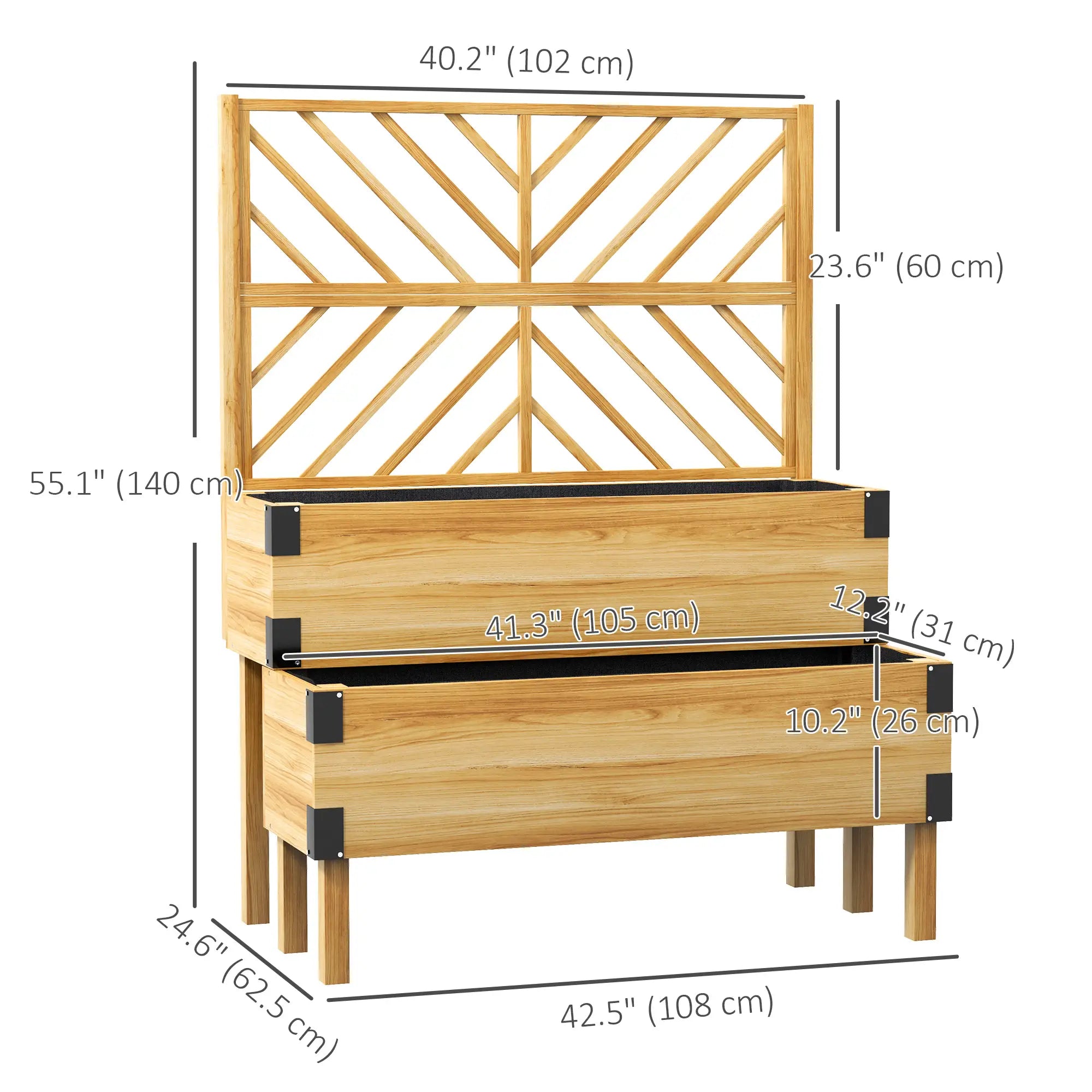 Raised Garden Bed With Trellis, 2 Tier Wooden Elevated Planter Box Elevated Garden Beds at Gallery Canada