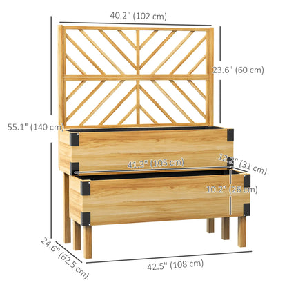 Raised Garden Bed With Trellis, 2 Tier Wooden Elevated Planter Box Elevated Garden Beds at Gallery Canada