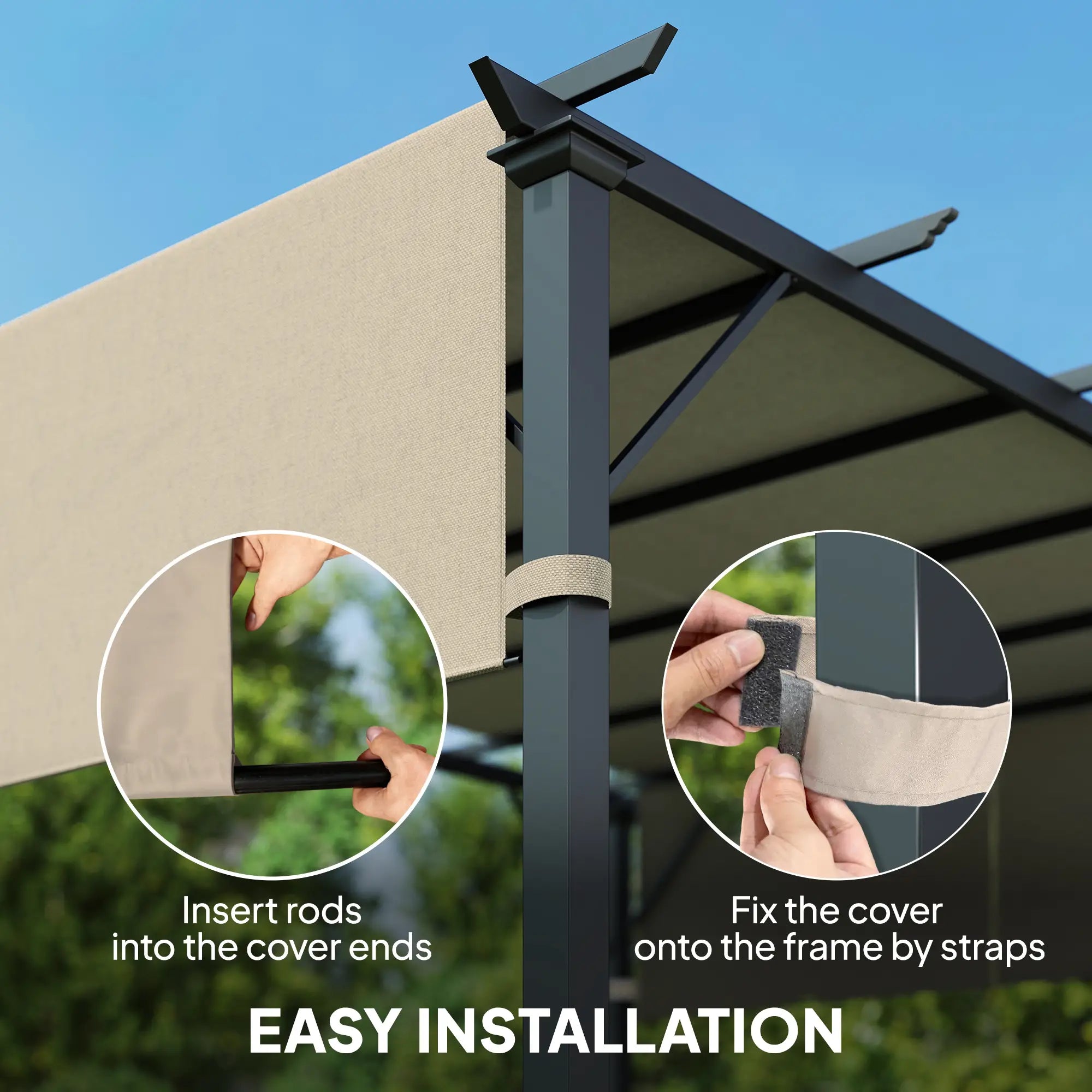 UV Protection Pergola Replacement Canopy, 10' x 11.8', Khaki Gazebo Canopy Replacement at Gallery Canada