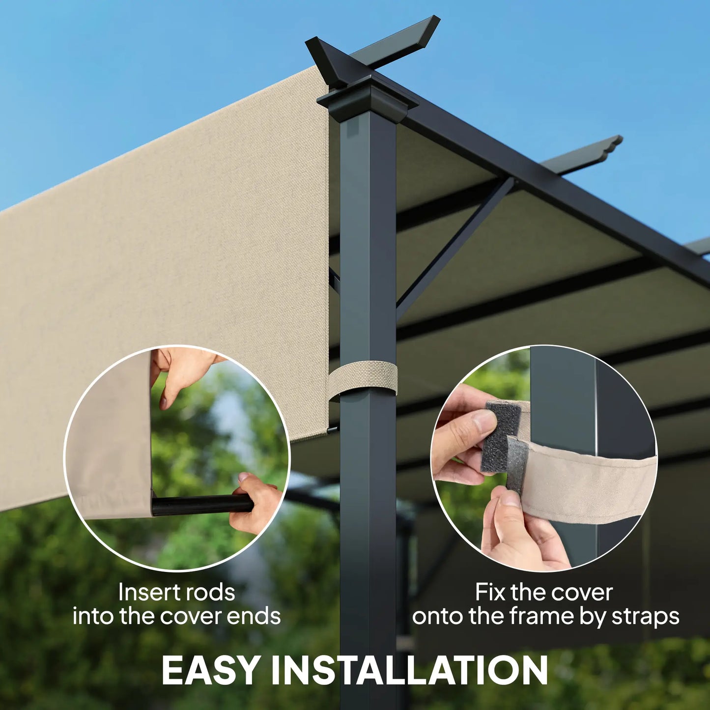 UV Protection Pergola Replacement Canopy, 10' x 11.8', Khaki Gazebo Canopy Replacement at Gallery Canada