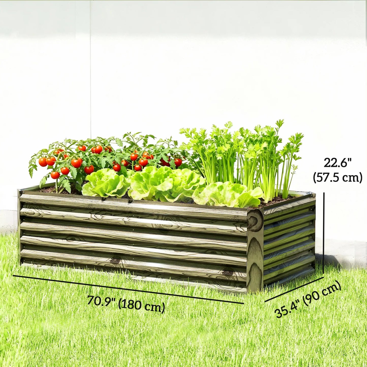 6' x 3' x 2' Raised Garden Bed, Galvanized Planter Box, Light Wood Effect Galvanized Planter Boxes at Gallery Canada