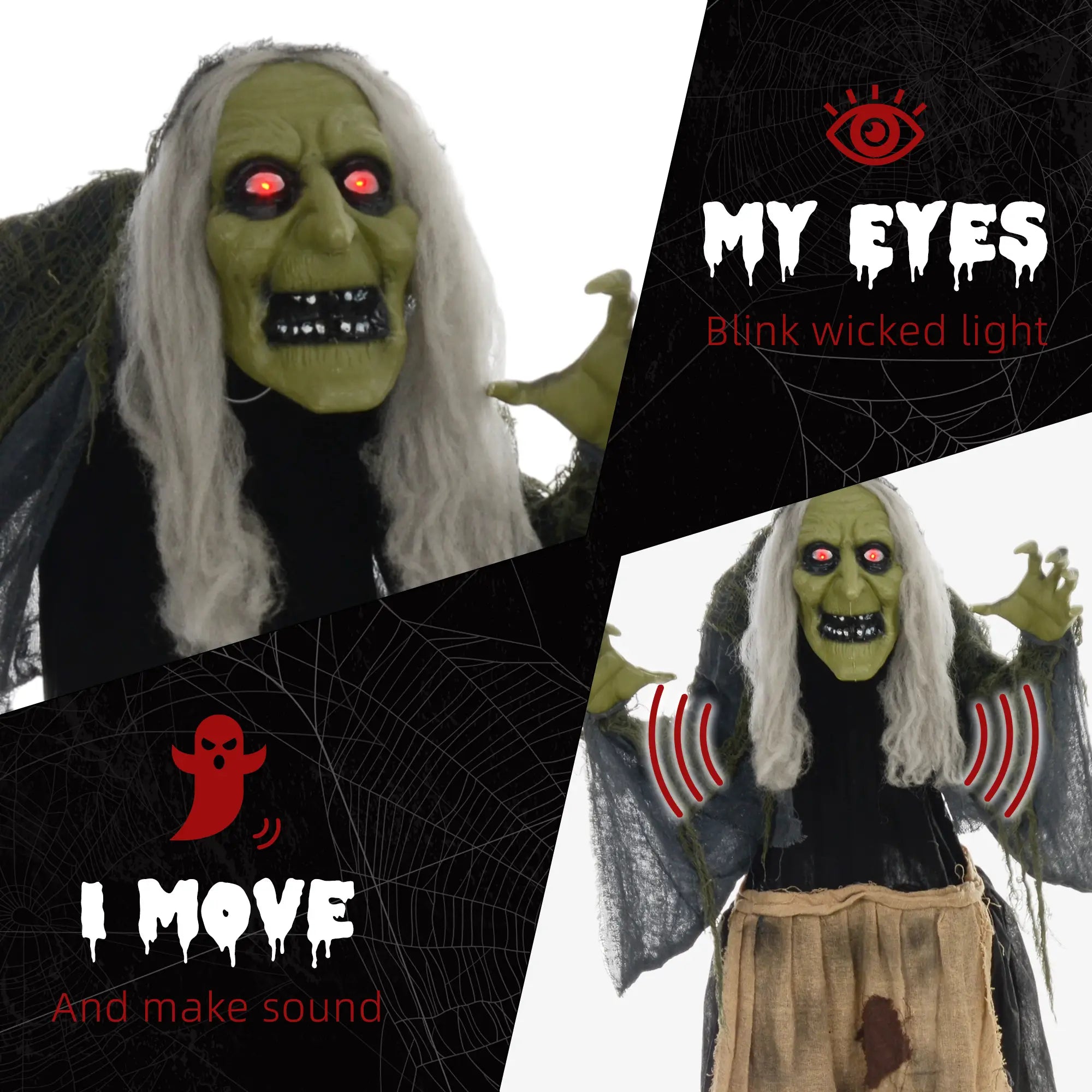 Witch Halloween Animatronic with Sound Activated Halloween Decorations at Gallery Canada