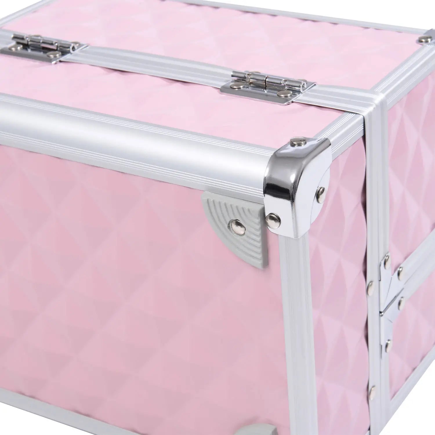 3 Tier Diamond Texture Makeup Case, Cosmetic Organizer with Mirror, Pink Makeup Cases at Gallery Canada