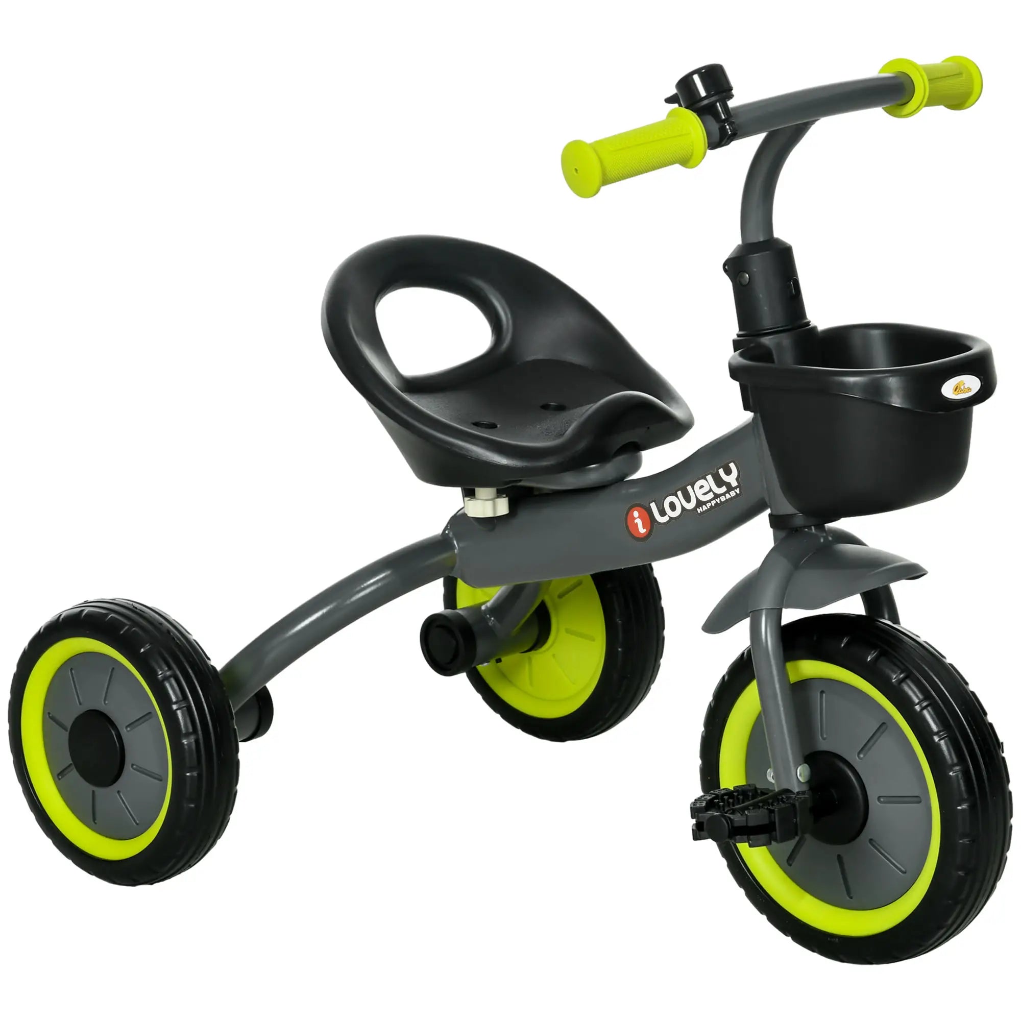 Toddler Tricycle for 2-5 Year Olds, Adjustable Seat, Basket, Bell, Black Tricycles for Kids at Gallery Canada