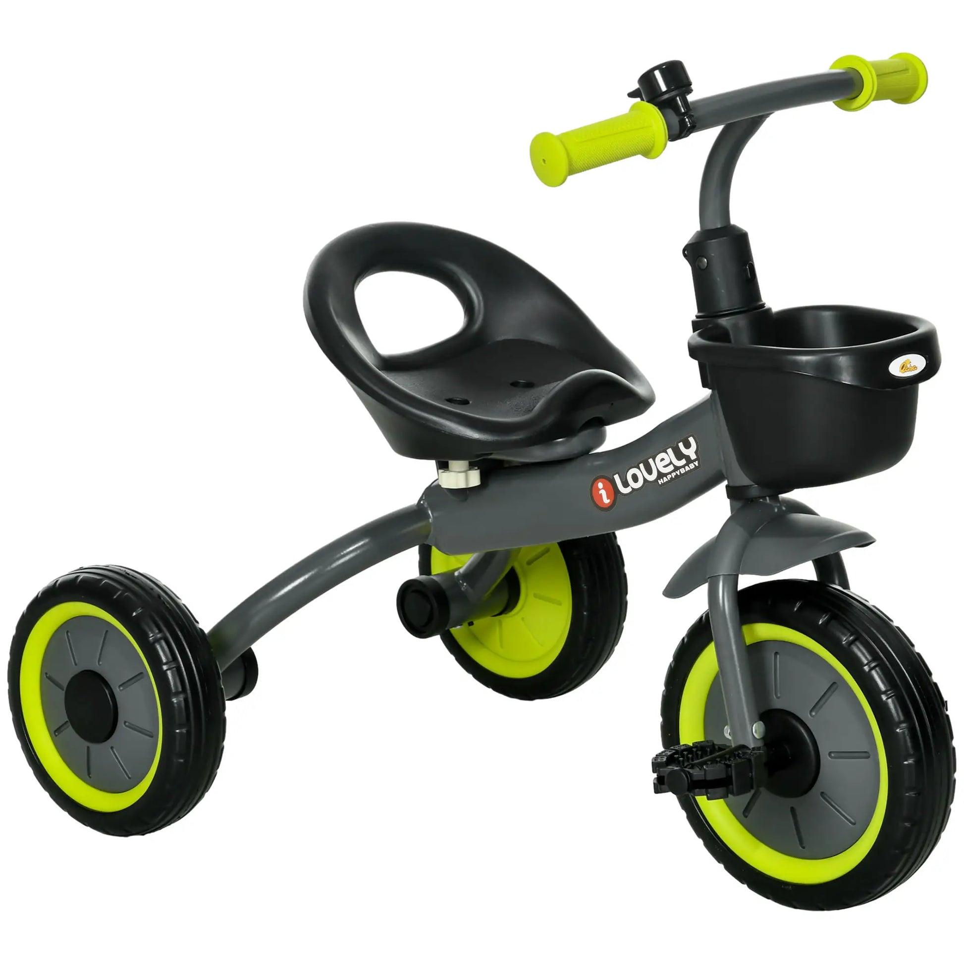 Toddler Tricycle for 2-5 Year Olds, Adjustable Seat, Basket, Bell, Black Tricycles for Kids at Gallery Canada