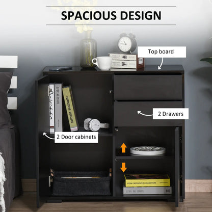 High Gloss Buffet Sideboard, 2 Drawers, 2 Doors, Adjustable Shelf, Black Bar Cabinets at Gallery Canada