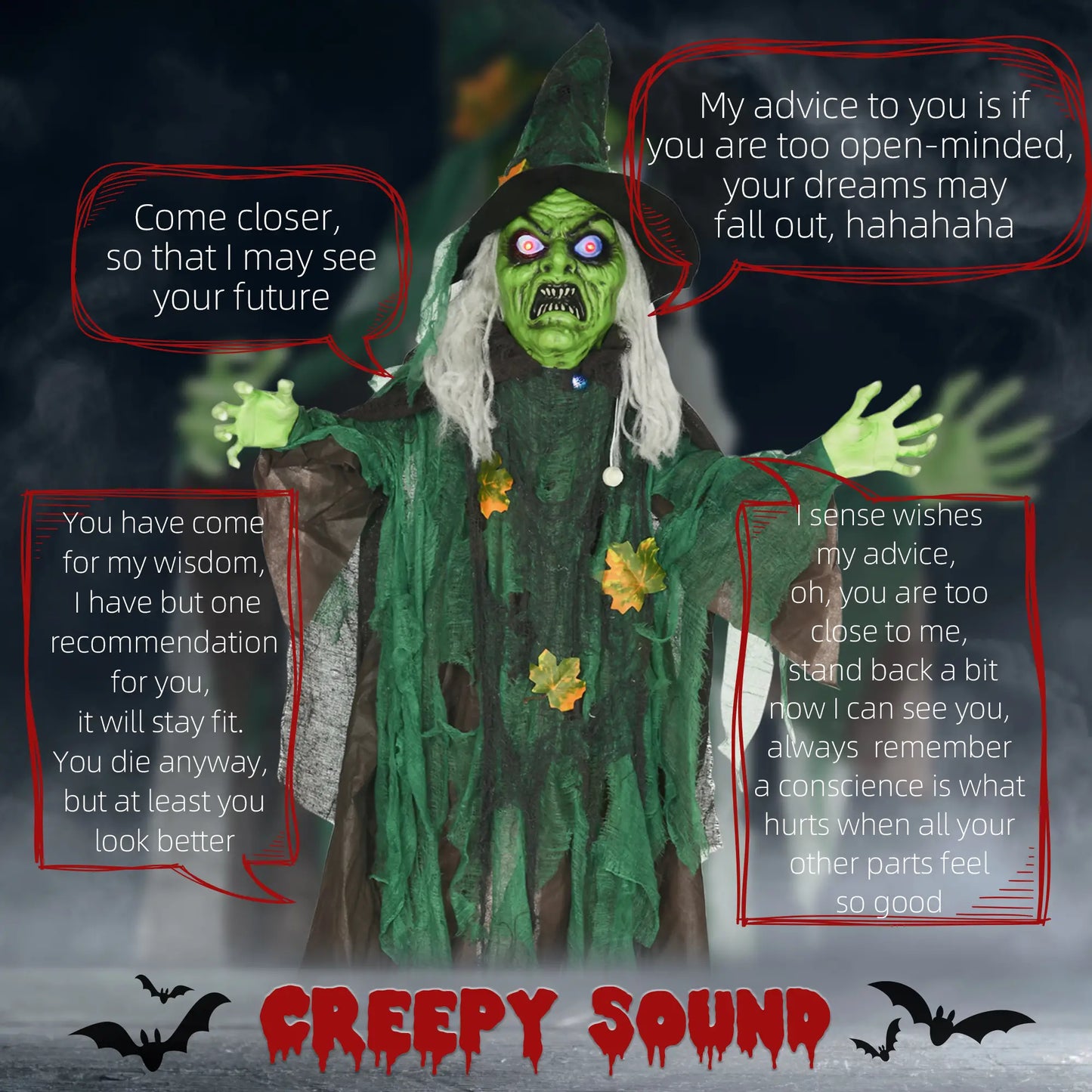 72 Inch Life Size Halloween Witch, Animated Decor with Sound, Motion Activated Halloween Decorations at Gallery Canada