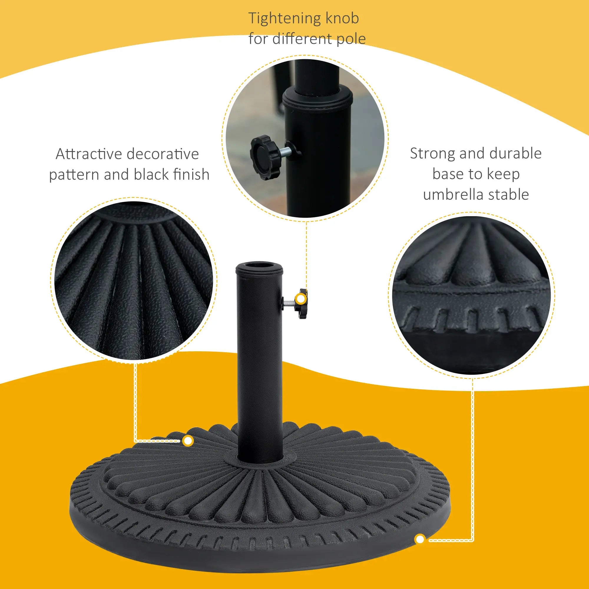 Round Cement Patio Umbrella Base Stand, Fits Φ1.4