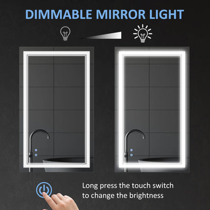 40" x 24" LED Bathroom Mirror, Dimmable, 3 Color, Touch Control, Color Wall Mirrors at Gallery Canada