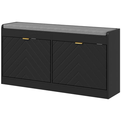 Shoe Storage Bench with Seat, 2 Flip Drawers, 4 Vents, Holds 8 Pairs Shoe Storage Cabinets & Racks Black at Gallery Canada