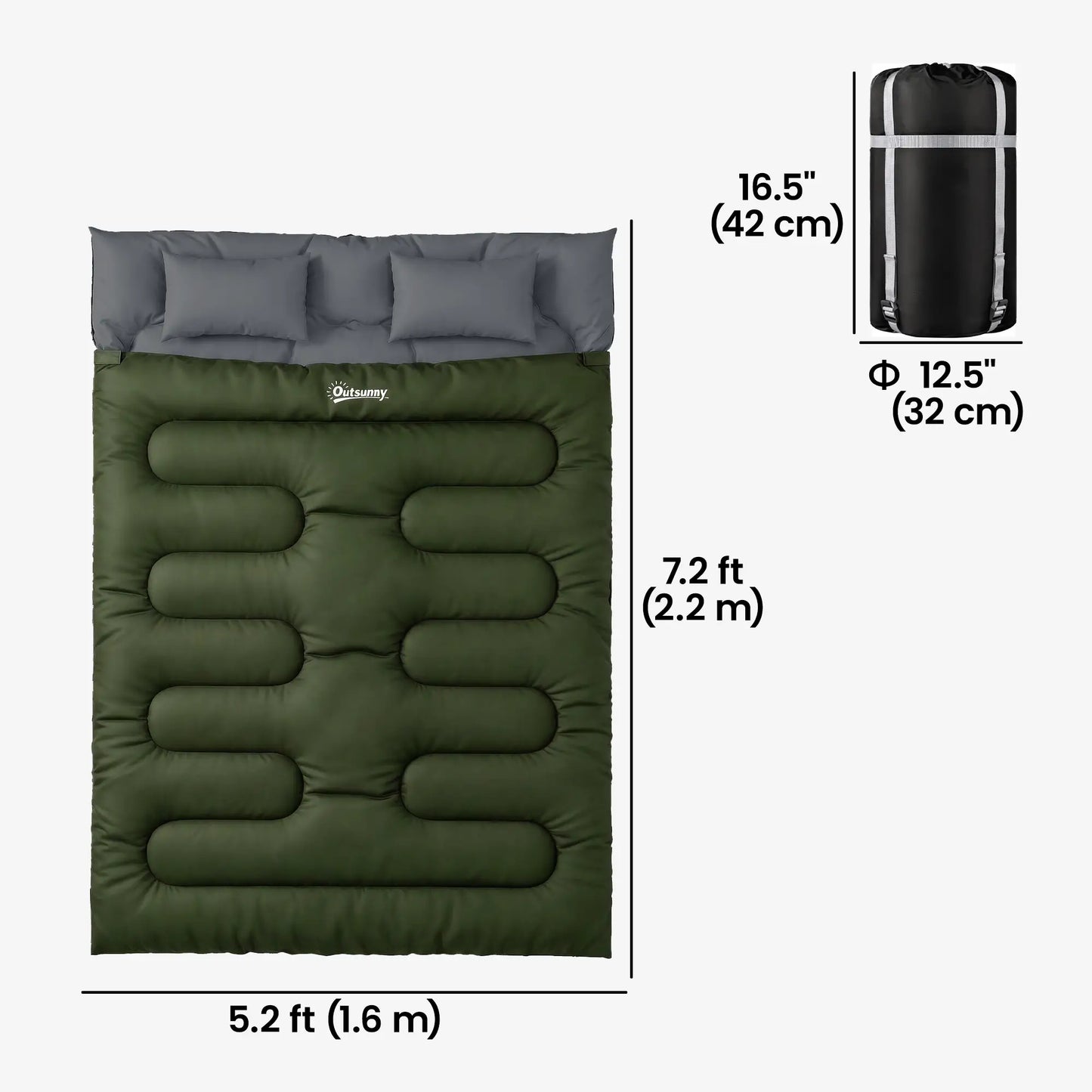 Queen Size, Double Sleeping Bag For Adults, Cold Weather, Green Camping Cots at Gallery Canada