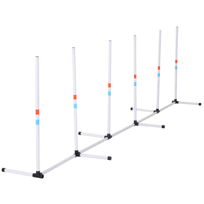 Adjustable Dog Agility Set, Weave Poles, Storage Bag, White Dog Agility Training Equipment at Gallery Canada