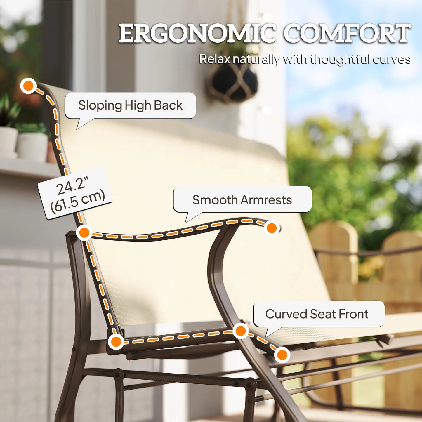 2-Person Outdoor Glider Chair, Mesh Seat, Steel Frame, Khaki Outdoor Gliders at Gallery Canada