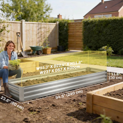 8'x2'x1' Galvanized Raised Bed, Elevated Planter Box, Silver Galvanized Planter Boxes at Gallery Canada