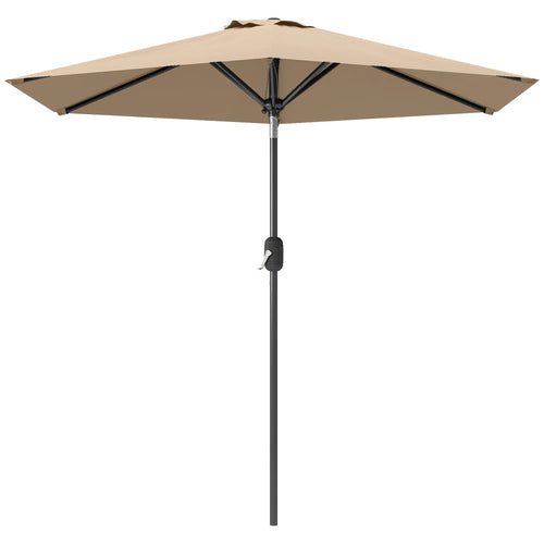 Patio Sun Umbrella, Outdoor Parasol, 6 Ribs, Coffee