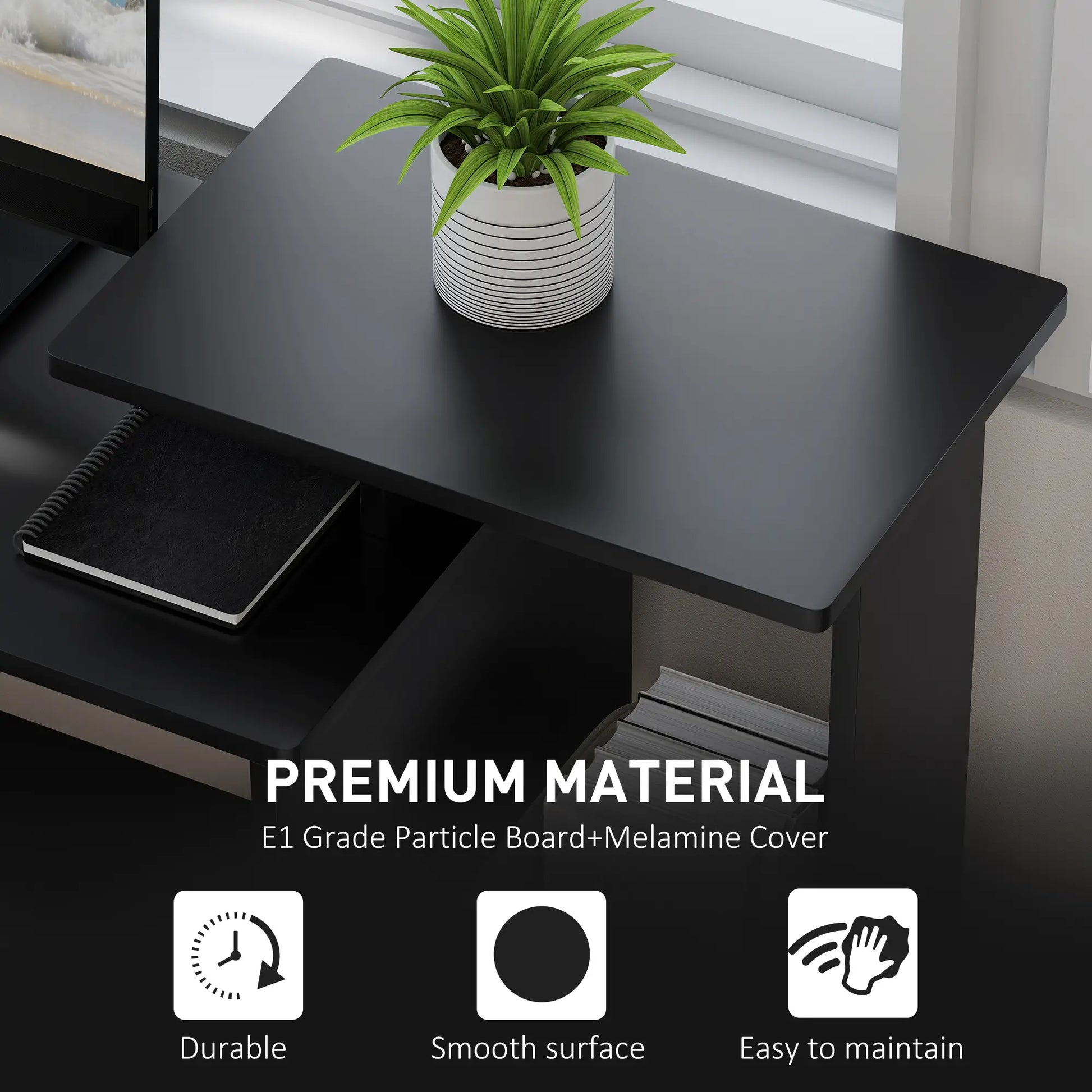 Computer Desk, Sliding Keyboard Tray, Storage Drawer, Black Computer Desks at Gallery Canada