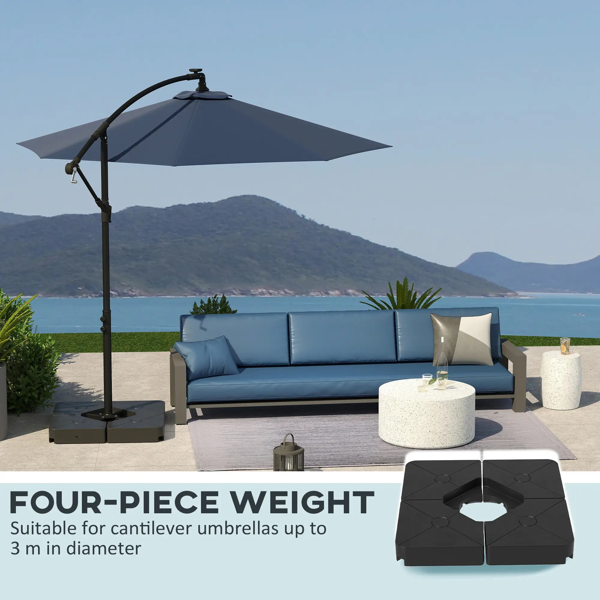 Umbrella Weights For Cantilever Parasols, Set Of 4, Black Umbrella Bases at Gallery Canada