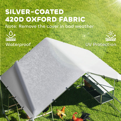 Metal Chicken Coop With Cover, Nesting Box, Roosting Bars, 9.8 x 13.1 x 6.4 ft Chicken Coops at Gallery Canada