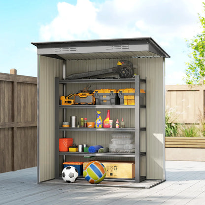 5.2' x 3.5' Metal Garden Shed, Easy Assembly, Light Grey Sheds at Gallery Canada