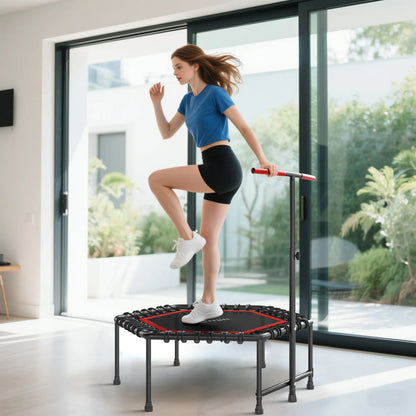 45" Rebounder Trampoline, Quiet Bungee with LED Lights, Adjustable Handle, Red Trampolines at Gallery Canada