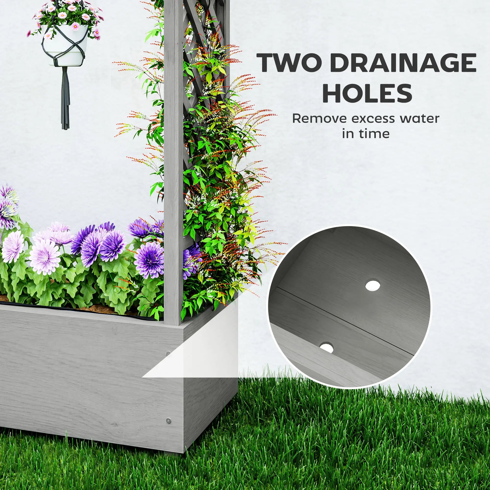 Wooden Raised Garden Bed with Trellis, Outdoor Planter Box, Drainage Holes Raised Garden Beds at Gallery Canada