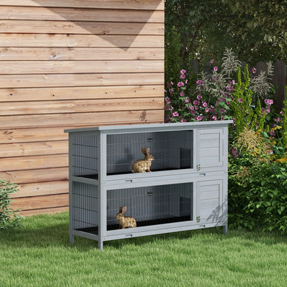 2 Tier Wooden Rabbit Hutch, Bunny Pet House, Grey Rabbit Hutch at Gallery Canada