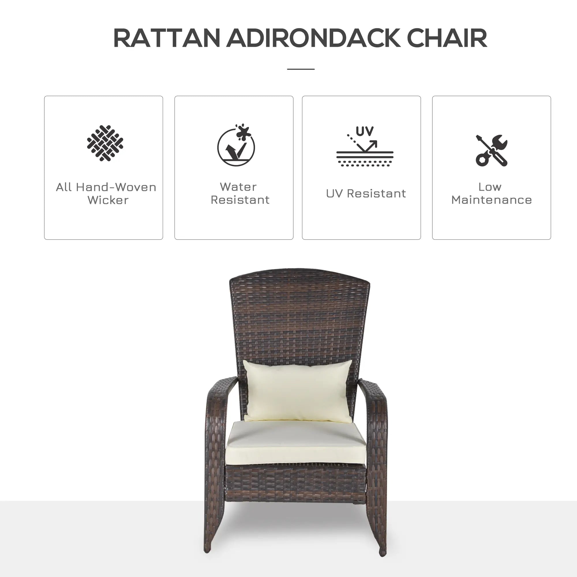 Patio Wicker Adirondack Chair, Outdoor PE Rattan Fire Pit Chair, White Patio Chairs at Gallery Canada