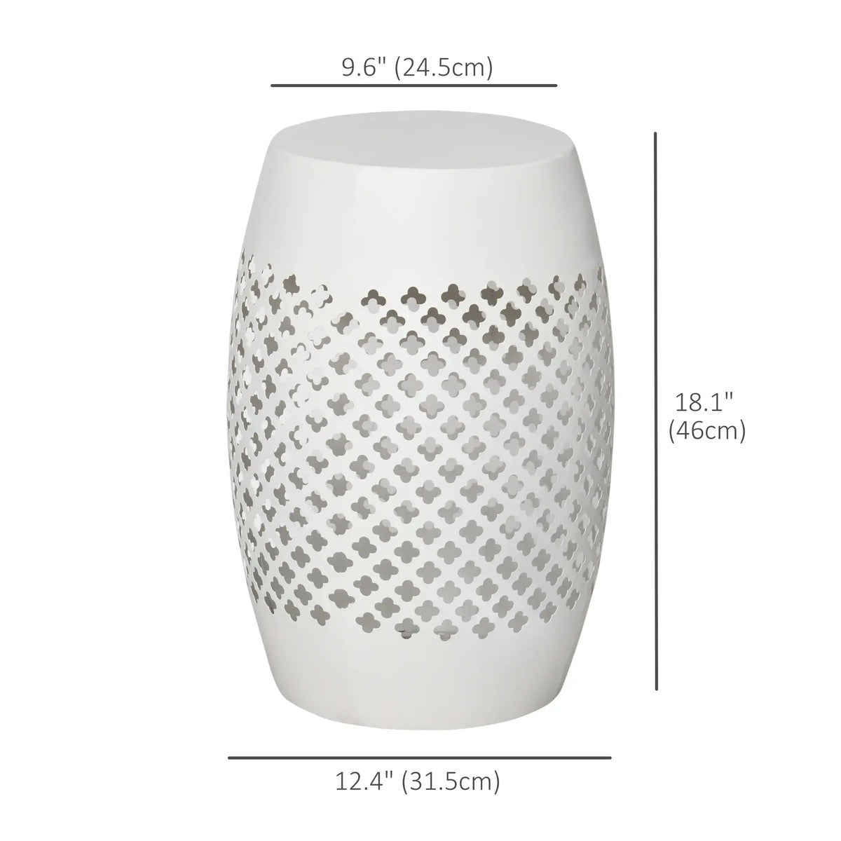 12" Steel Round Patio End Table, White Patio Side Tables at Gallery Canada
