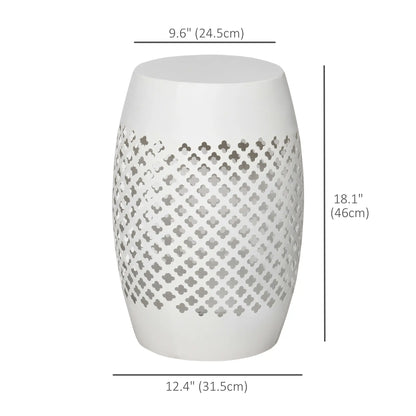 12" Steel Round Patio End Table, White Patio Side Tables at Gallery Canada