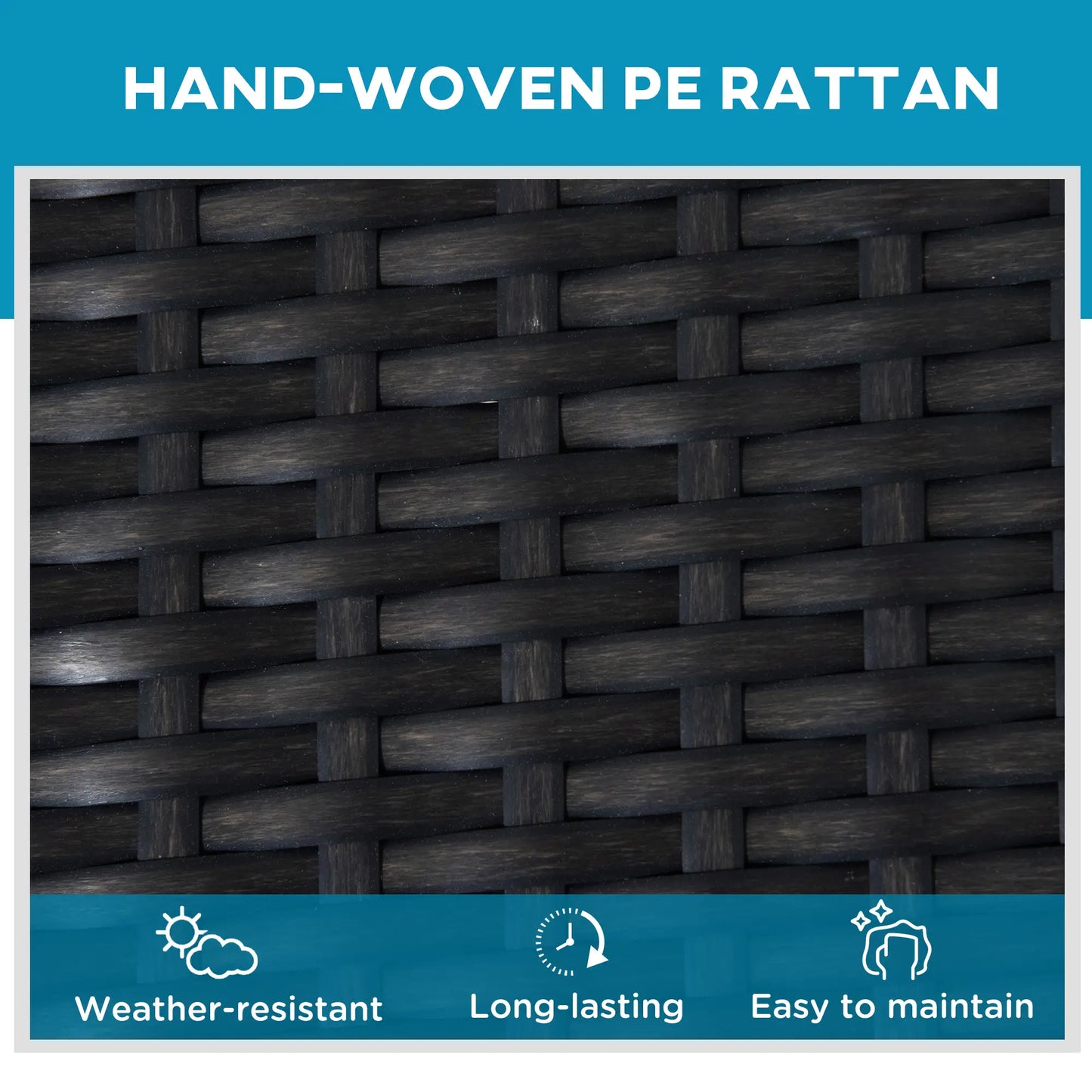 PE Rattan Chaise Lounger, Outdoor Recliner, 5-Level Backrest, 2 Wheels, Dark Blue Chaise Loungers at Gallery Canada