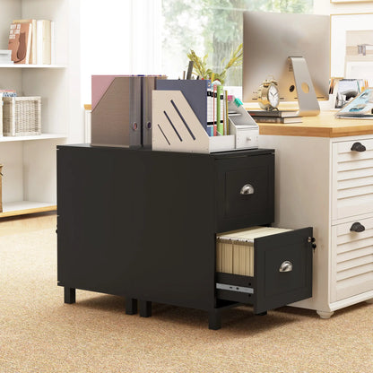 2-Drawer Small Filing Cabinet, Lockable, Adjustable Hanging Bars, Black Office Cabinets & Cupboards at Gallery Canada