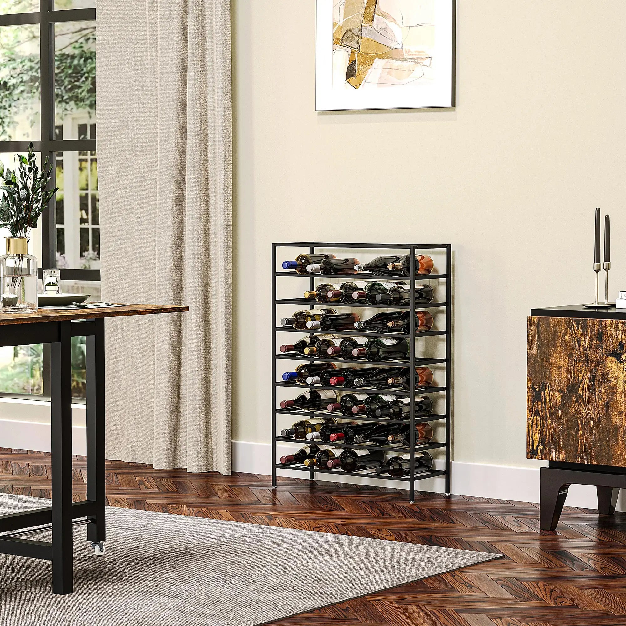 9-Tier Metal Wine Rack, 54 Bottles, Freestanding, Black Wine Racks at Gallery Canada