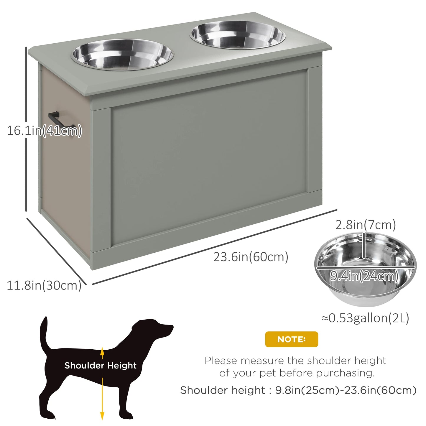 Elevated Dog Bowls, 2 Stainless Steel, Large Size, Grey Dog Bowls at Gallery Canada