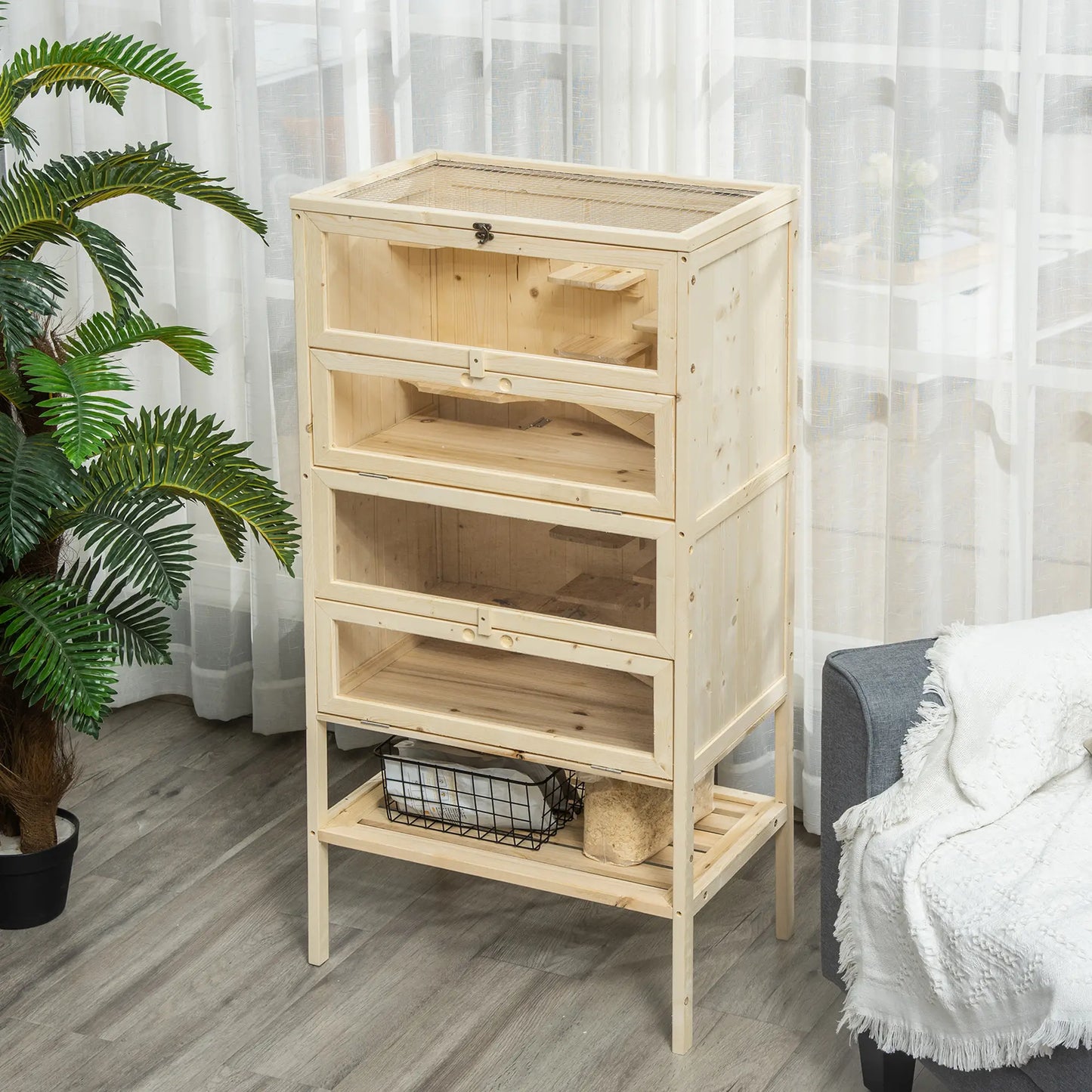 5 Tier Fir Wood Hamster Cage, Small Animals Play House, Exercise Center Hamster Cages at Gallery Canada