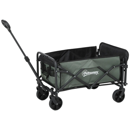 Foldable Collapsible Wagon Cart, 72L & 198 LBS Capacity, Green Folding Garden Carts Green at Gallery Canada