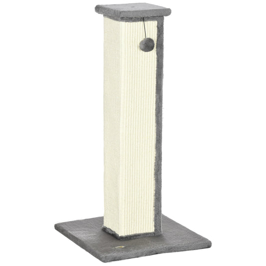 32" Tall Cat Scratching Post for Indoor Cats and Kittens, Sisal Cat Scratcher with Hanging Ball Soft Plush, Grey - Gallery Canada