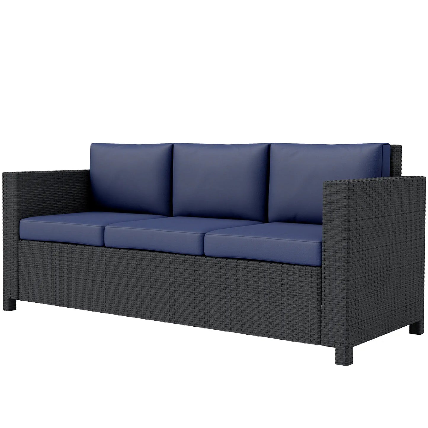 3 Seat Rattan Wicker Sofa, Outdoor Patio Furniture, Navy Blue Patio Furniture Sets Navy Blue at Gallery Canada
