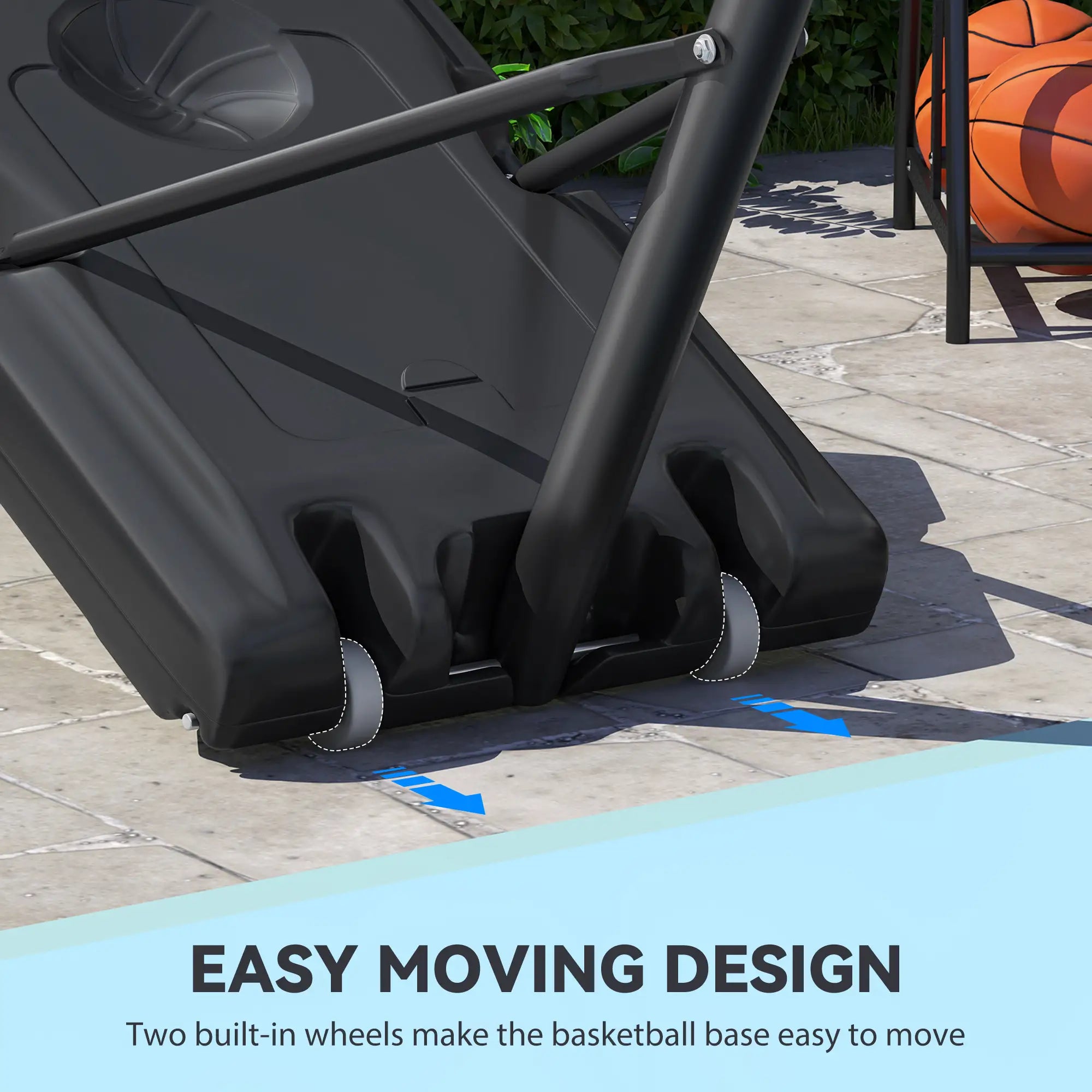 Height Adjustable Basketball Hoop Stand, 5ft-10ft, Portable with Wheels, 43