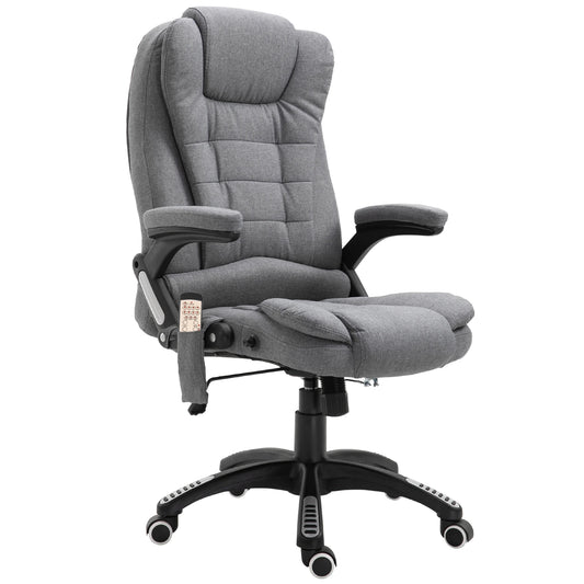 6 Point Vibrating Massage Chair, High Back Executive, Reclining, Swivel Wheels, Grey Massage Chairs Grey at Gallery Canada