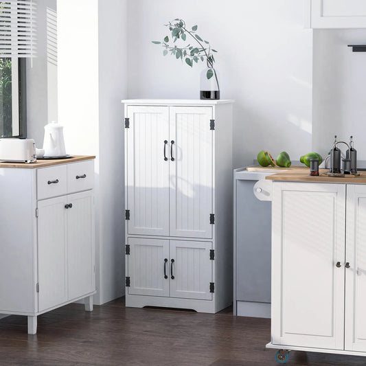 48" 4-Door Storage Cabinet, Adjustable Shelves, White Kitchen Pantry Cabinets White at Gallery Canada