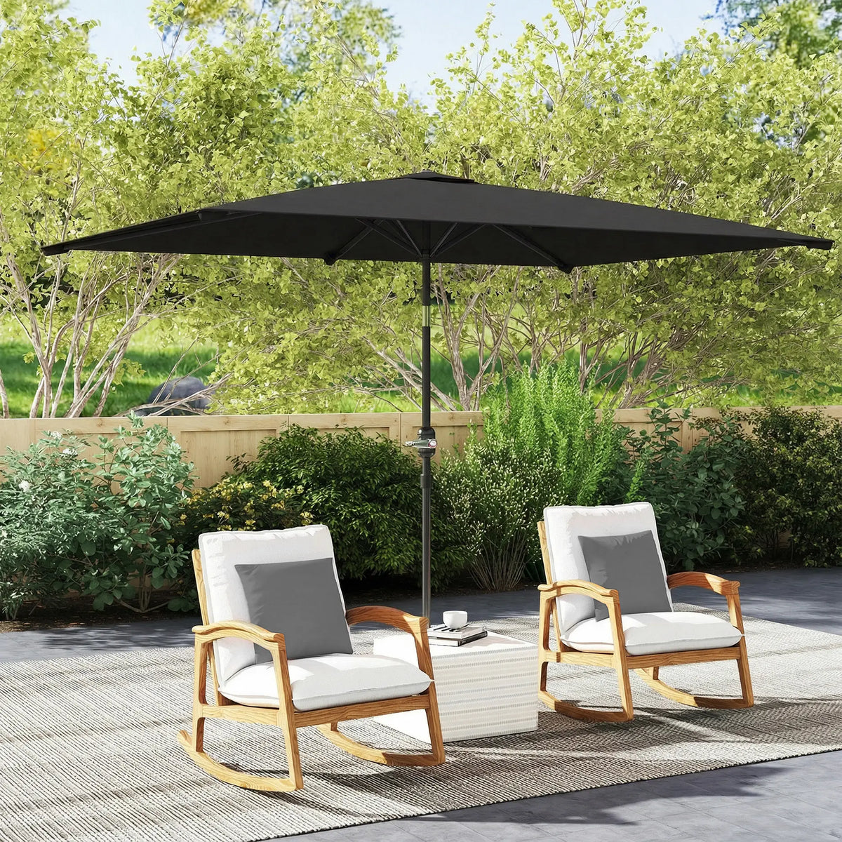 6.4 x 9.7ft Rectangle Aluminum Tilt Patio Umbrella, With Crank, Black Offset Cantilever Umbrellas at Gallery Canada