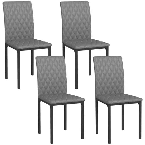 Modern Dining Chairs Set of 4, Tufted High Back, Upholstered Seat, Steel Legs