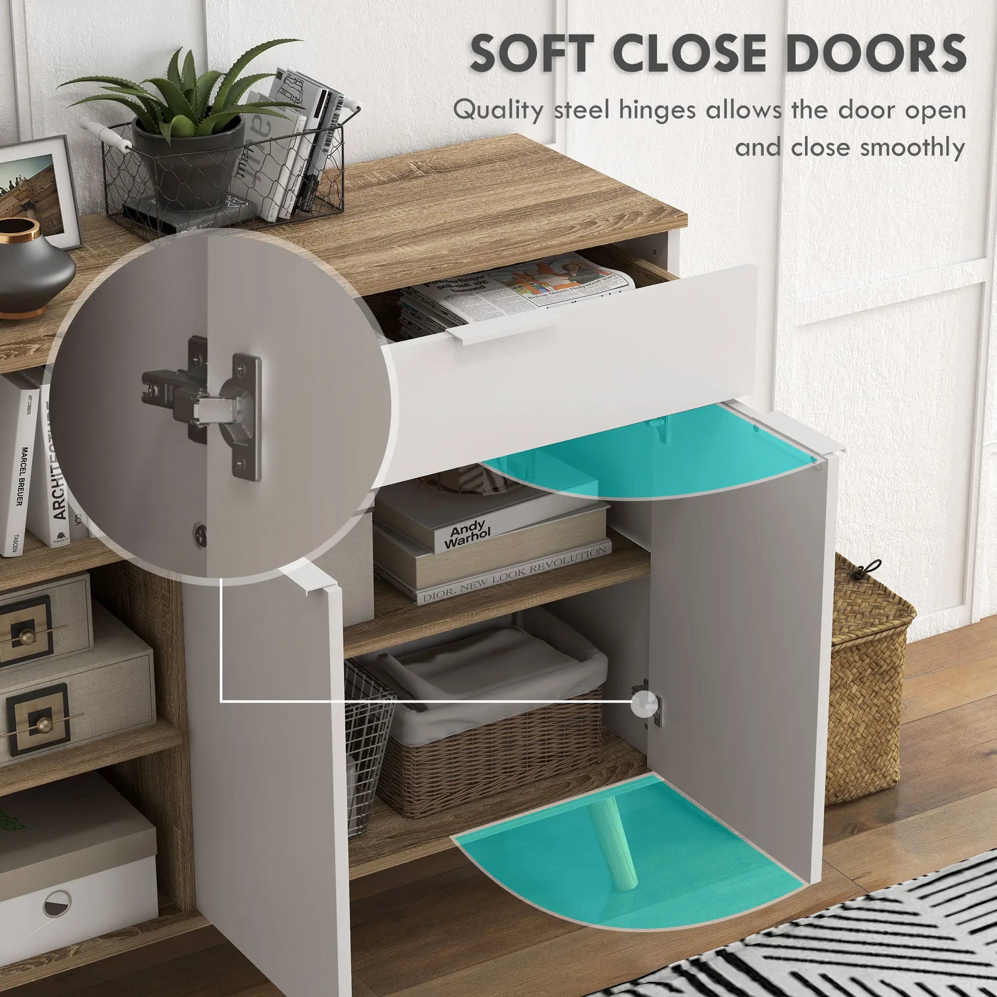 Modern Sideboard Cabinet, 2 Doors, Drawer, Adjustable Shelves Kitchen Pantry Cabinets at Gallery Canada