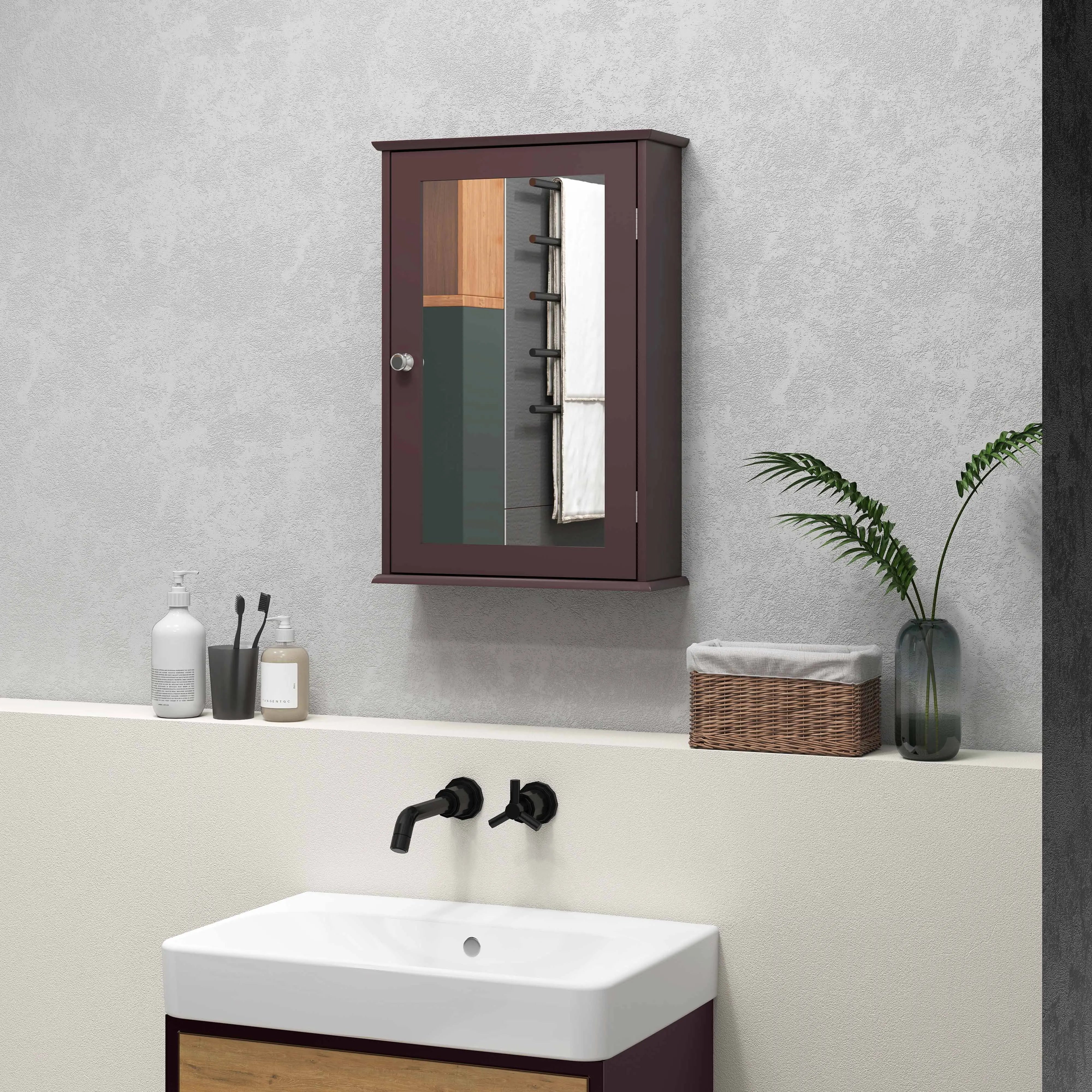 Bathroom Mirror Cabinet, Wall Mounted Medicine Cabinet, Dark Brown Mirror Medicine Cabinets at Gallery Canada