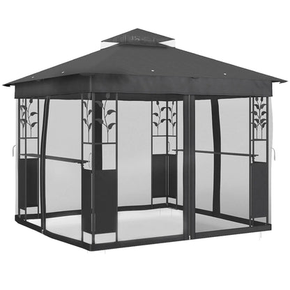 10' x 10' Outdoor Gazebo, UV30+ Double Roof, with Shelves and Netting Gazebos at Gallery Canada