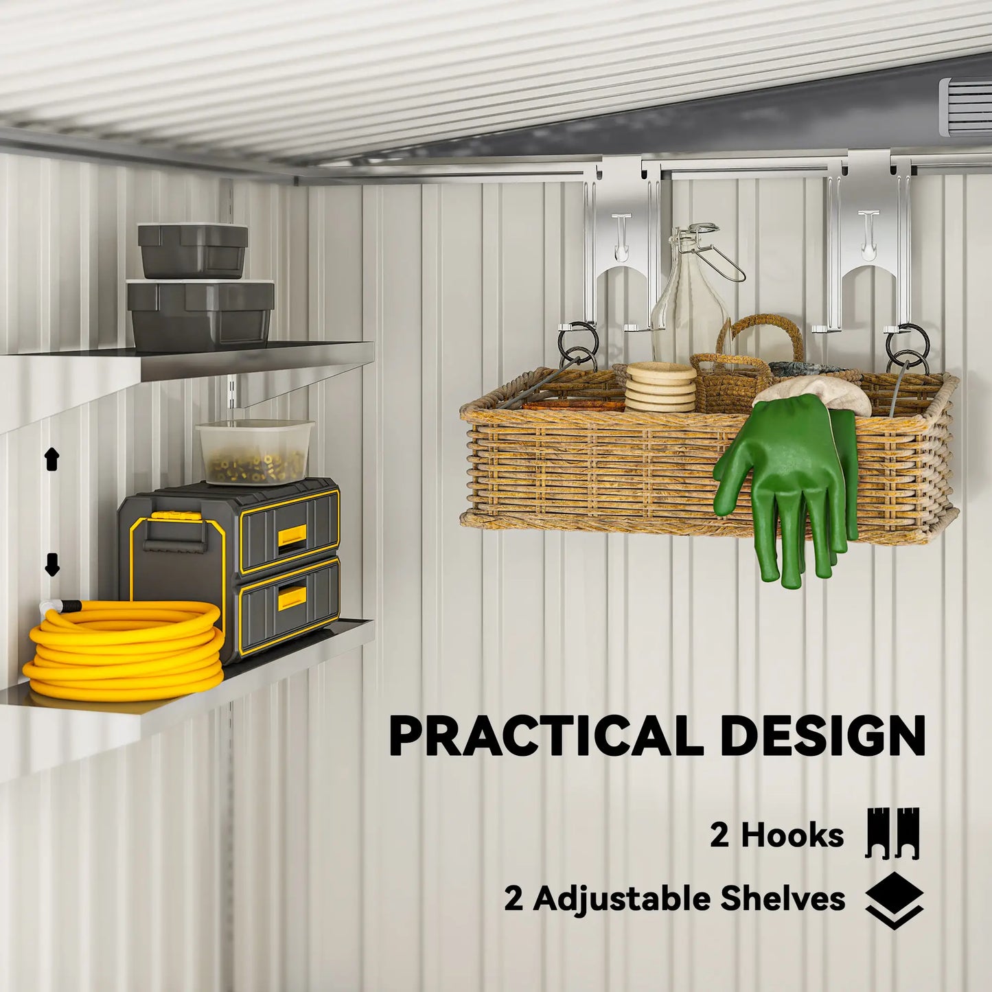 5'x7' Lean To Metal Shed, Sliding Door, 2 Vents, Dark Grey Sheds at Gallery Canada