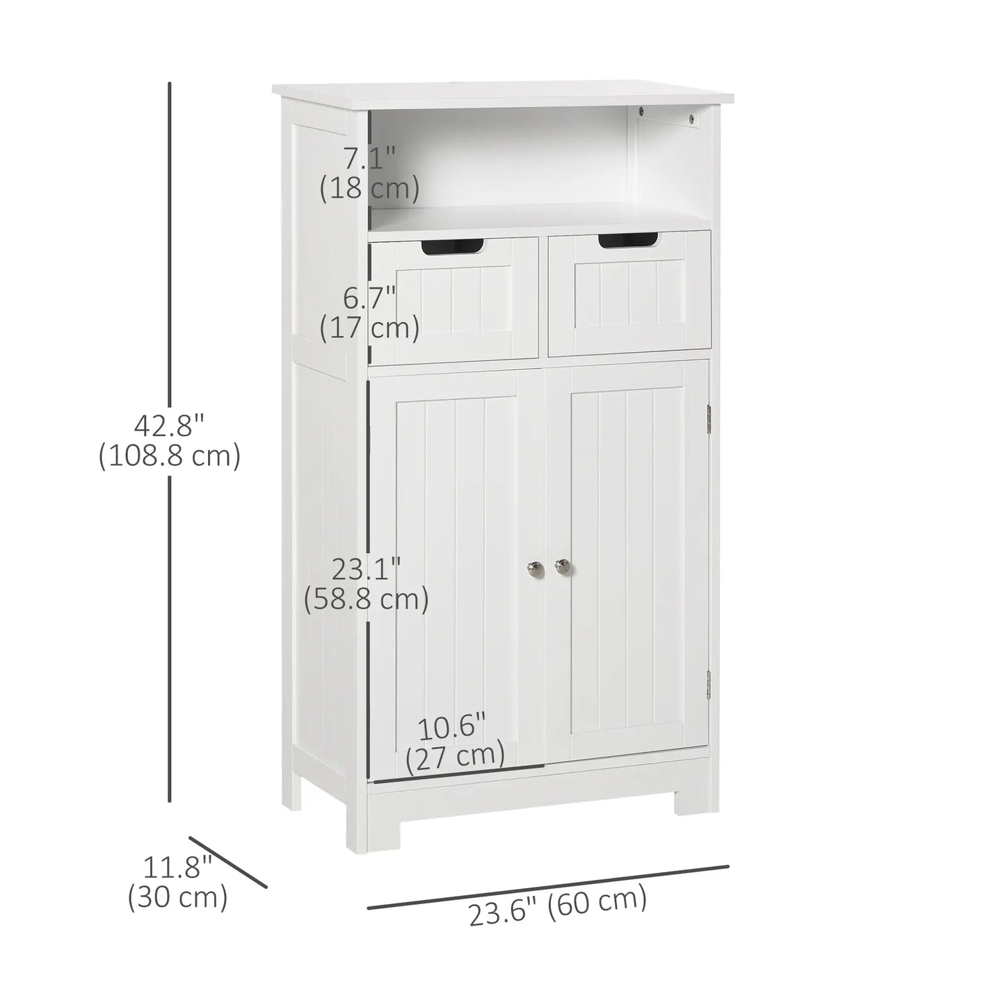 Freestanding Bathroom Cabinet, Adjustable Shelf, Drawers, Small, White Bathroom Cabinets at Gallery Canada