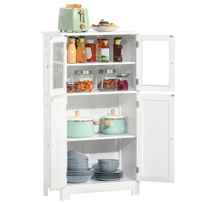 Bathroom Floor Storage Cabinet, Tempered Glass Doors, Adjustable Shelf, White Bathroom Cabinets at Gallery Canada